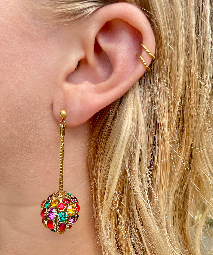Disco Ball Earrings Large- Rainbow