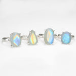 unique rainbow moonstone faceted ring 925 sterling silver waterproof