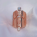 14k rose gold over 925 sterling silver armor ring cubic zirconia