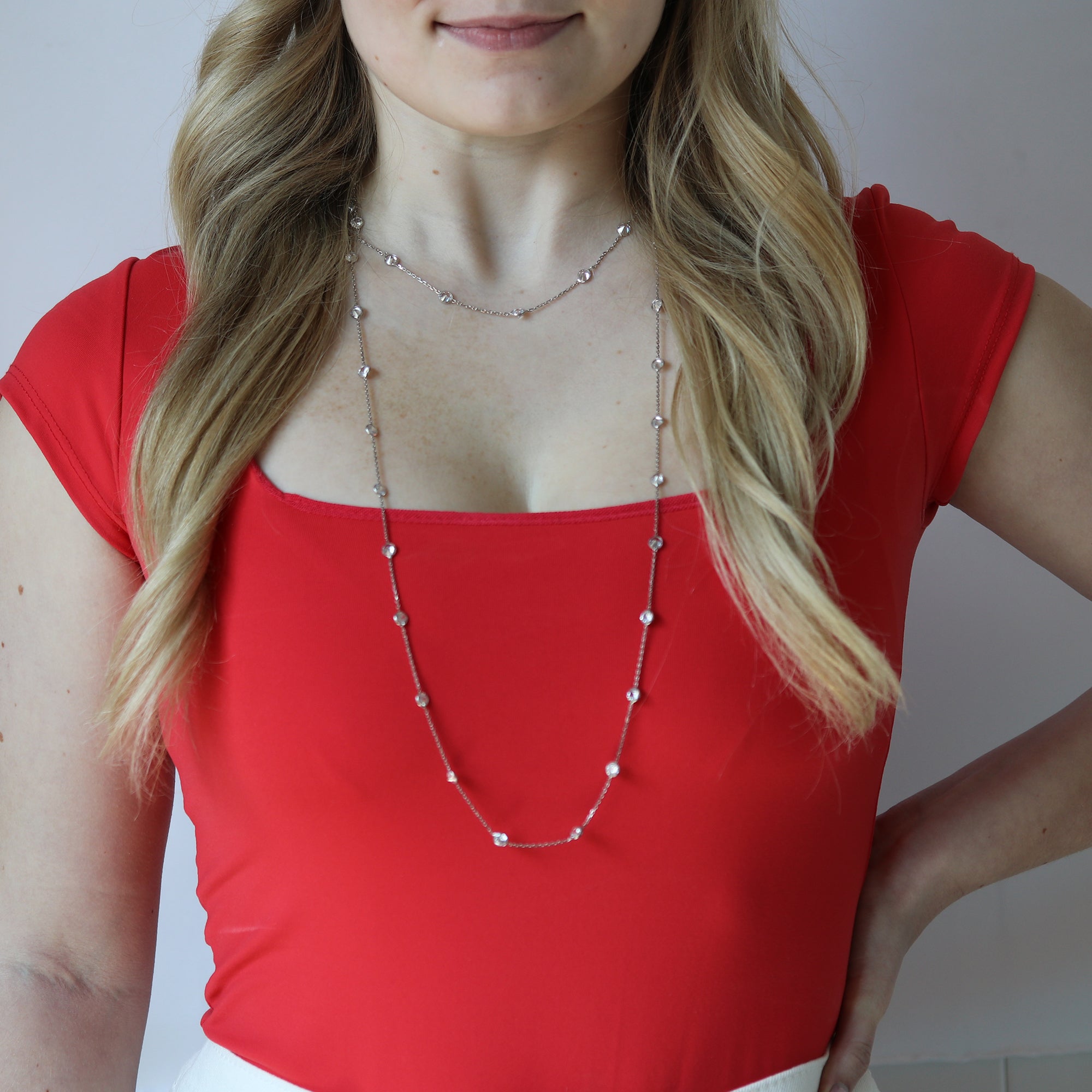 Silver Crystals Layering Necklace