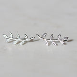 leaf climber earrings 14k gold plated 925 sterling silver