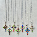 Small Navajo Opal Cross Necklace 925 sterling silver opalite coral lapis