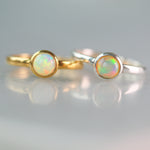 natural ethiopian opal rainbow rings 14k gold plated sterling 925 silver