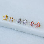 star studs 14k gold rose gold plated 925 sterling silver cubic zirconia