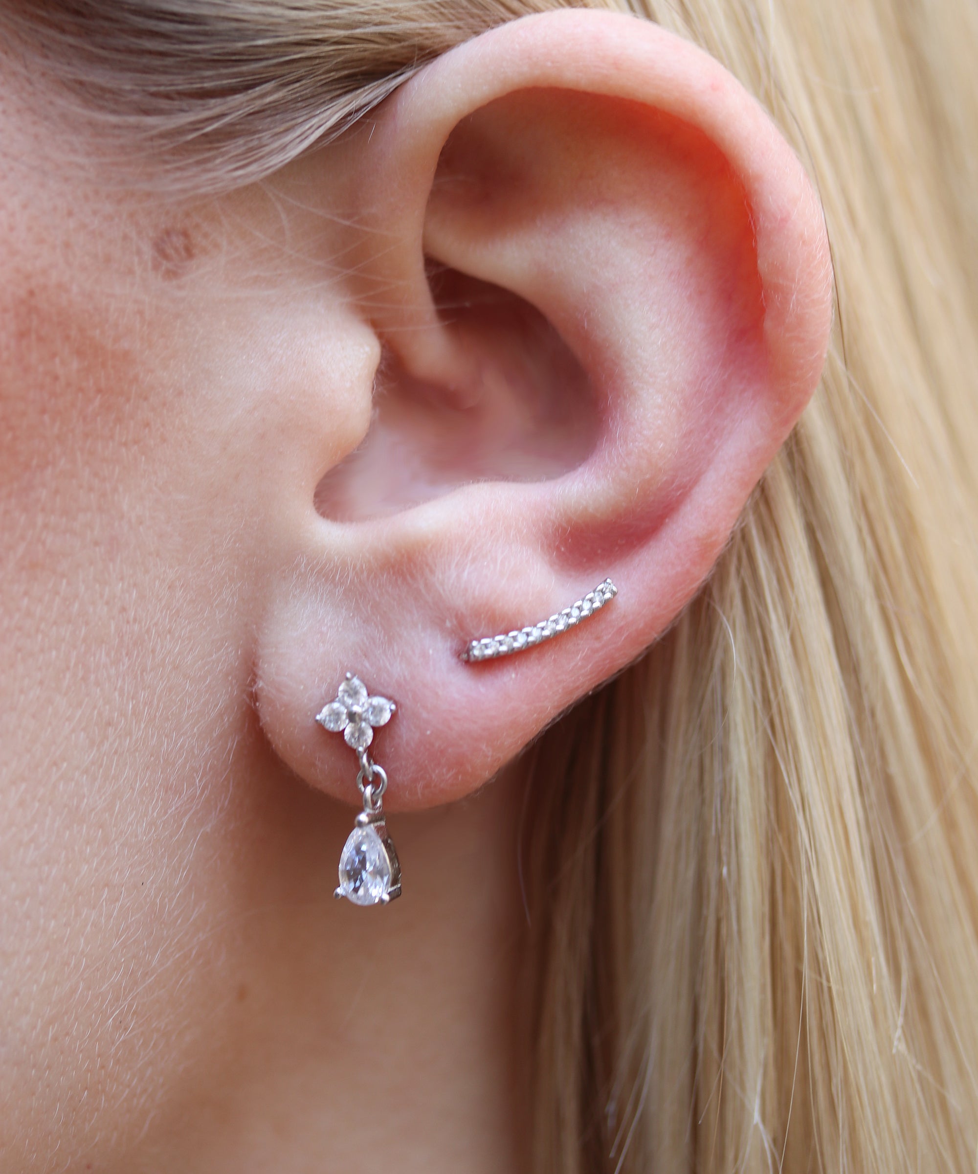 tiny bar ear climbers 925 sterling silver 14k gold plated cubic zirconia