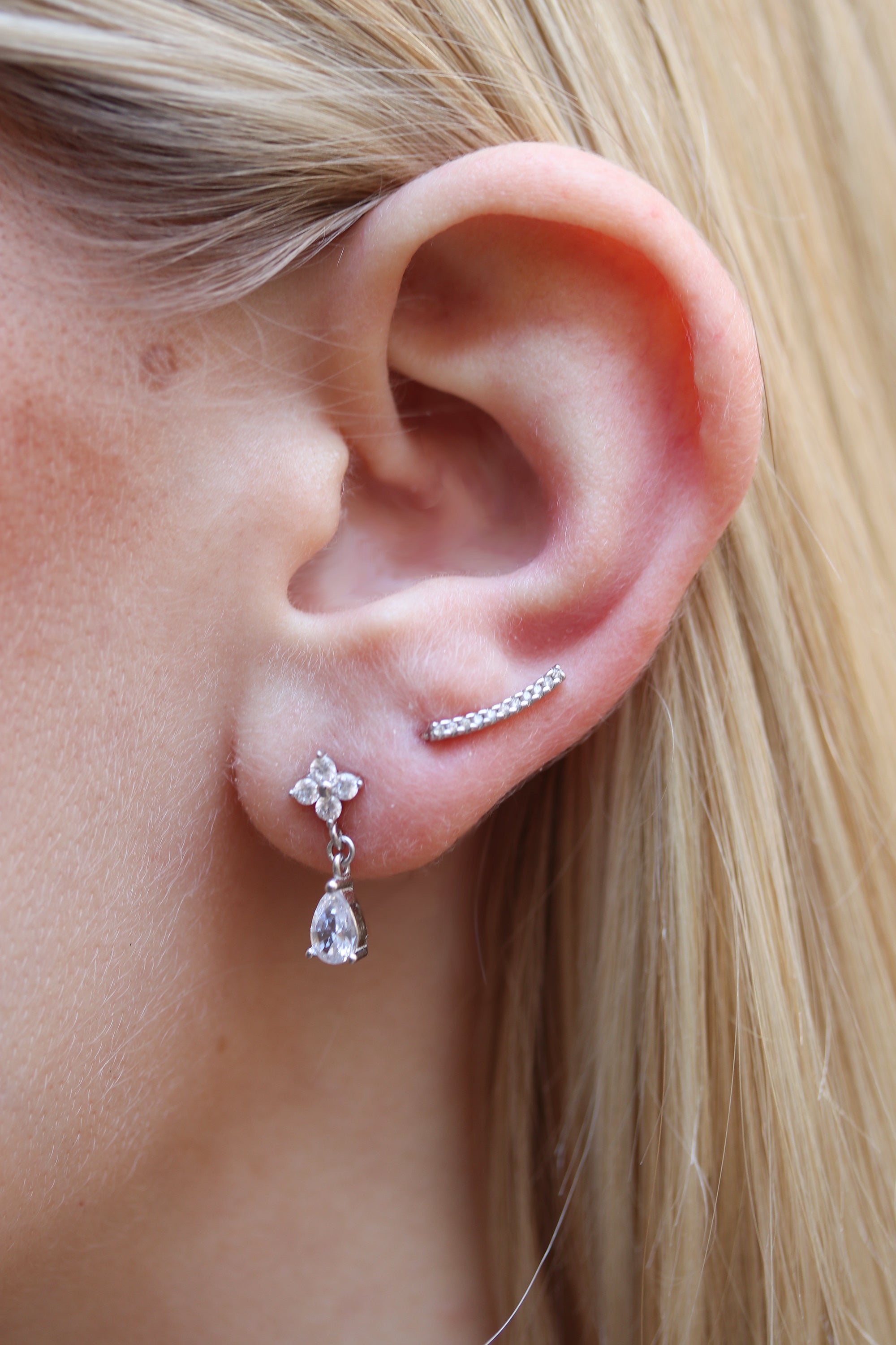 tiny bar ear climbers 925 sterling silver 14k gold plated cubic zirconia