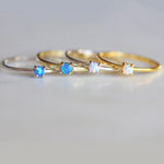 opal dainty stacking ring sterling silver waterproof gold 14k