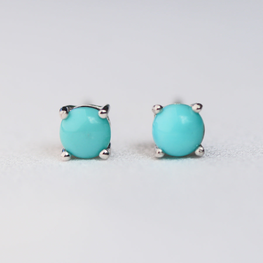 tiny turquoise stud earrings 925 sterling silver